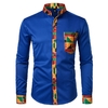 Dashiki-africain-hommes-chemise-Patchwork-poche-Africaine-impression-chemise-hommes-Ankara-Style-manches-longues-conception-col