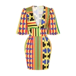 Robes-Africaines-Col-en-V-Manches-Courtes-Tenue-Imprim-e-V-tement-d-Afrique-la-Mode
