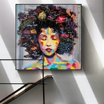 Abstrait-fille-africaine-avec-des-lettres-mur-Art-toile-moderne-Pop-mur-Graffiti-Art-peintures-noir