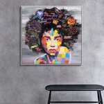 Abstrait-fille-africaine-avec-des-lettres-mur-Art-toile-moderne-Pop-mur-Graffiti-Art-peintures-noir