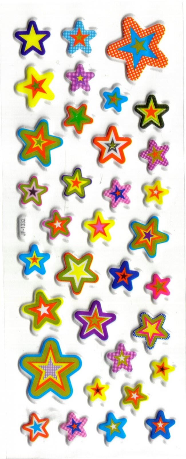 etoiles multicolores gommette adhesive sticker autocollante decoration scrapbooking rigide JF 1332