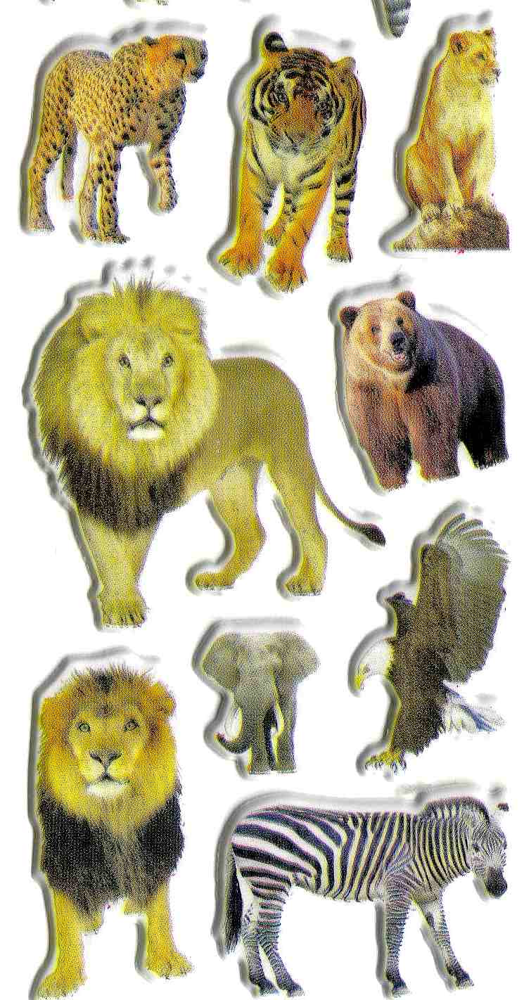 gommettes autocollantes enfants animaux zoo afrique lion elephant ours singe detail JF1193