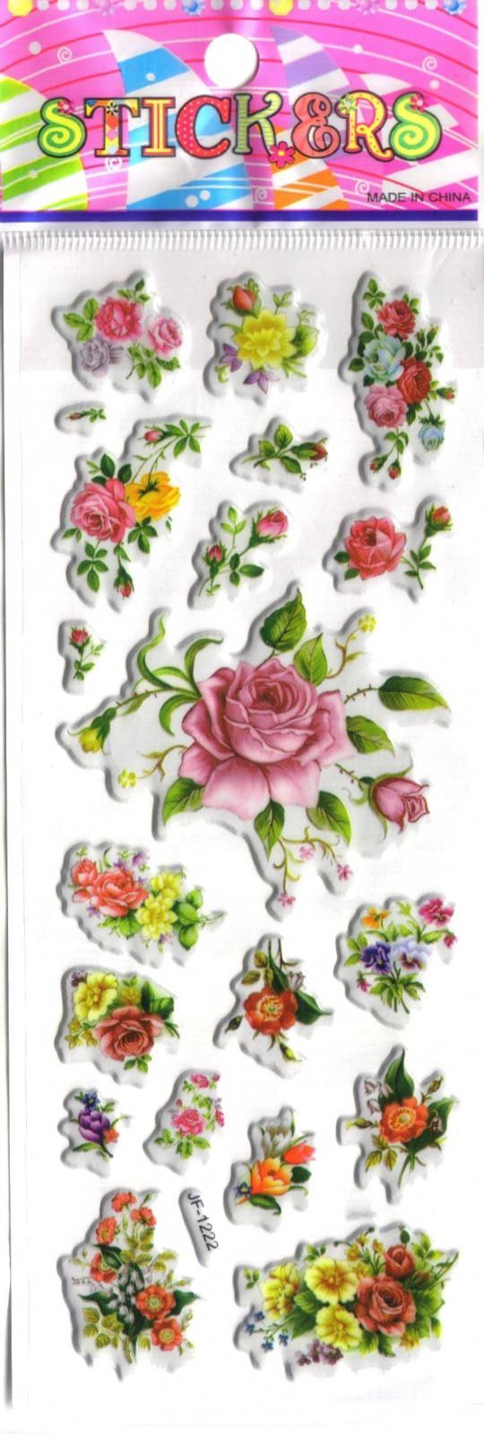 fleurs bouquet roses decoration scrapbooking gommette stitcker adhesive enfant emballage JF 1222