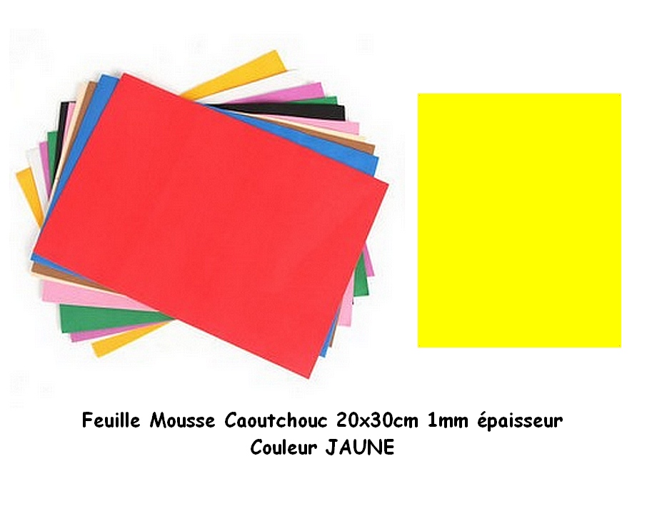 Mousse Caoutchouc 1mm 20x30mm jaune