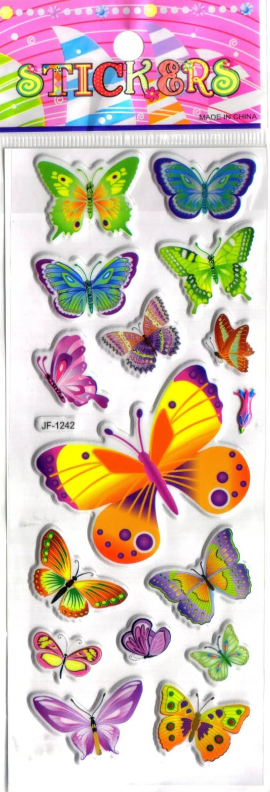 papillons gommette adhesive sticker decoration scrapbooking emballage rigide JF1242