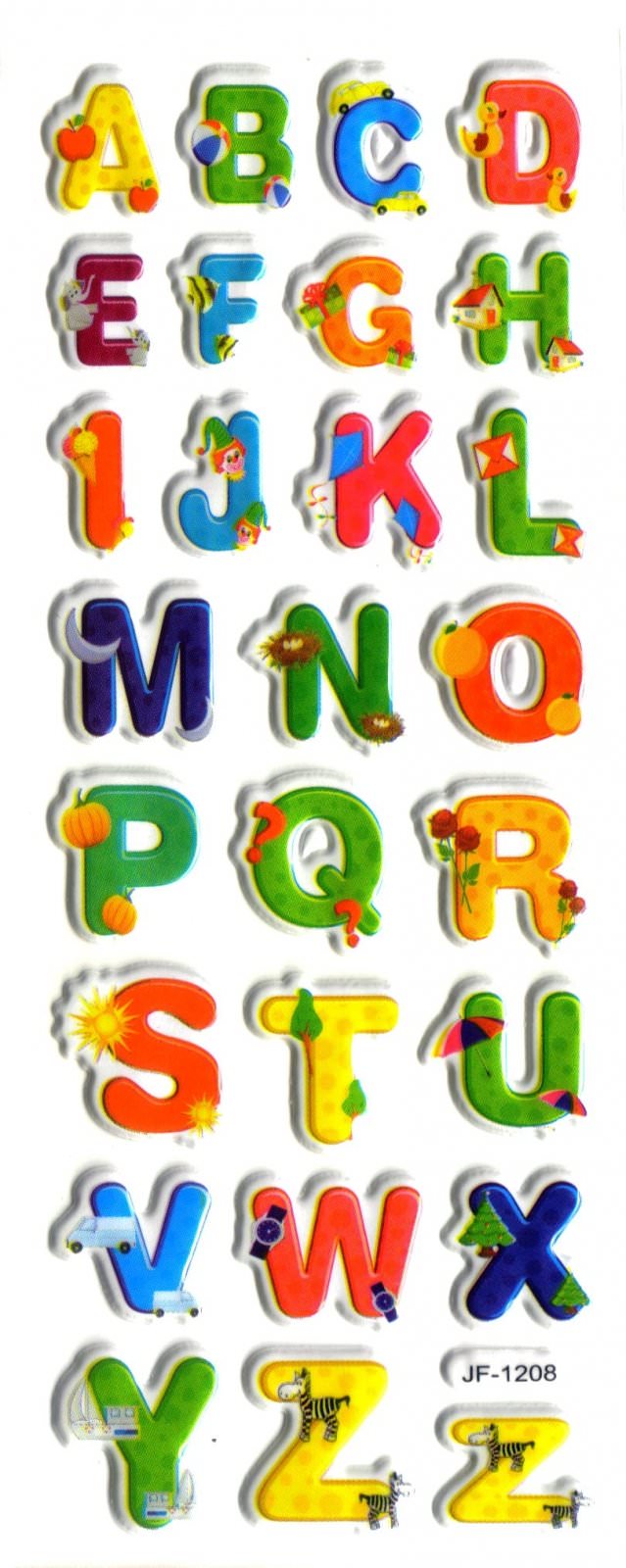 alphabet lettres pedagogique colore gommette autocollant sticker adhesif JF1208