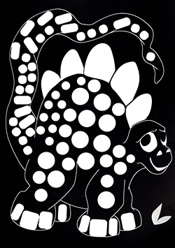 tableau de gommette noir et blanc dinosaure 1