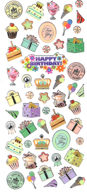 55 stickers Happy Birthday pour les anniversaires - Gommettes