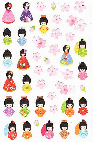 Stickers Kimonos et fleurs cerisier