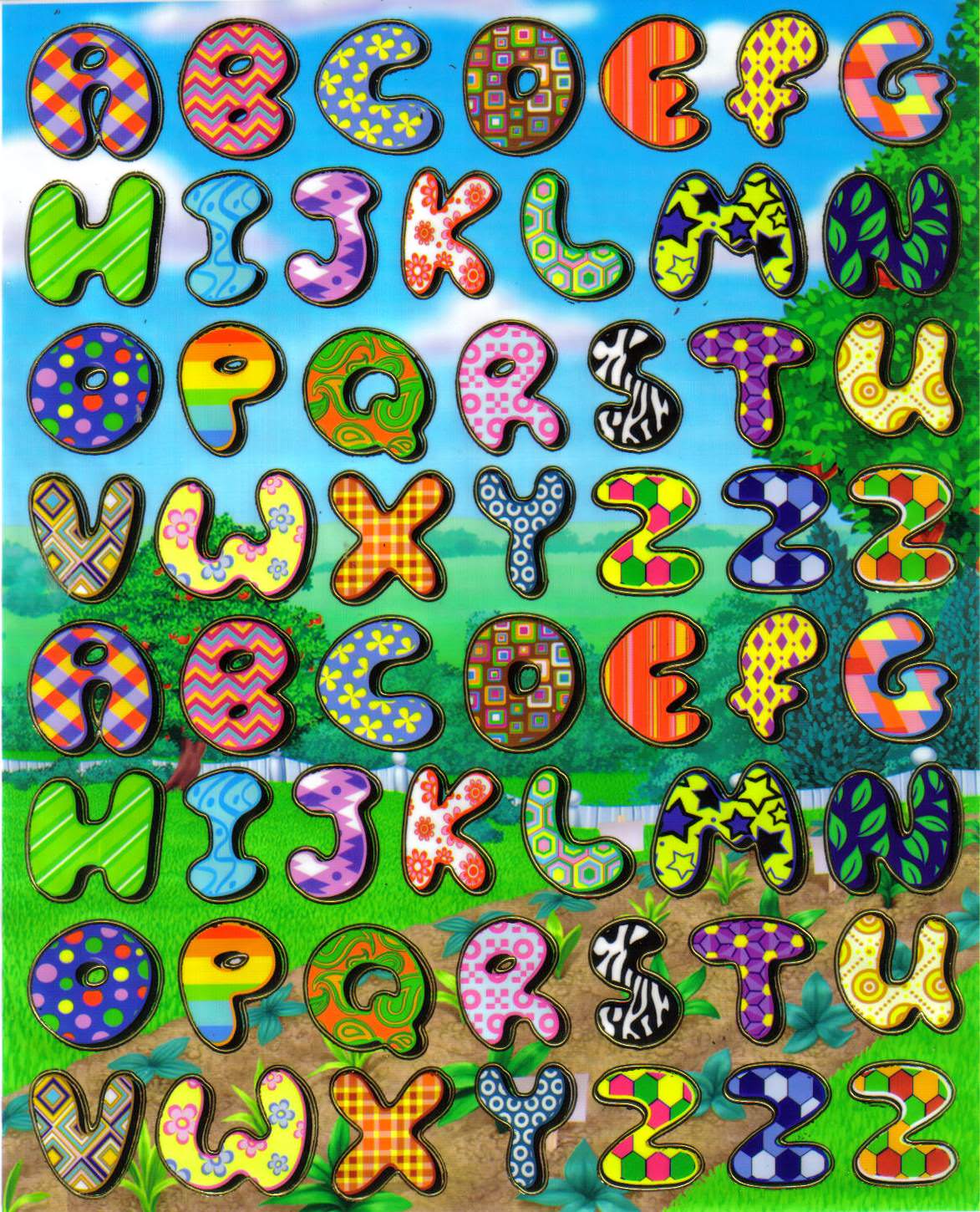 alphabet lettres originales coloree gommette autocollant sticker PVC souple mou enfant pedagogique BLF1108