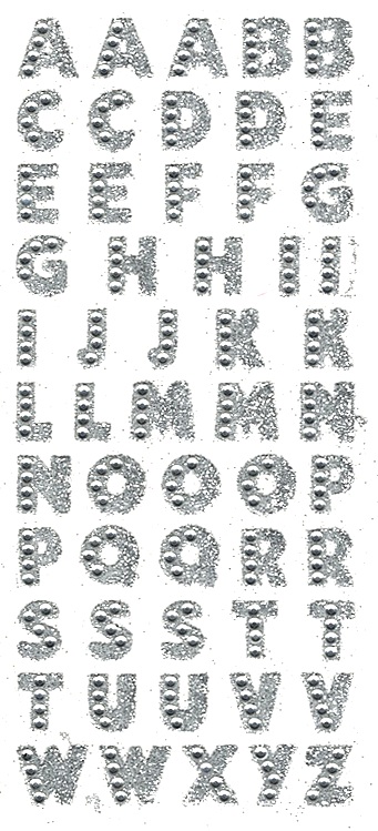 Gommettes Alphabet strass argentés