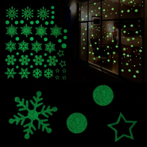 flocons phosphorescent brille la nuit stickers phosphorescent