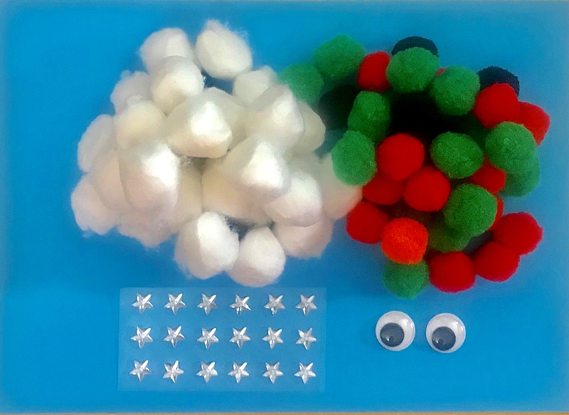 KIT Bricolage Bonhomme de Neige pompons et boules de coton