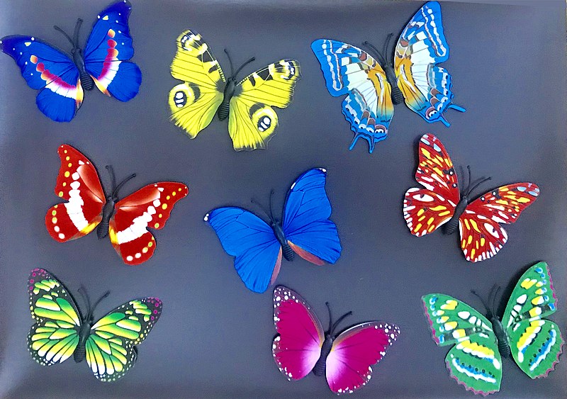 Papillons Magnétiques rose - papillons décoratifs artificiels 7 cm