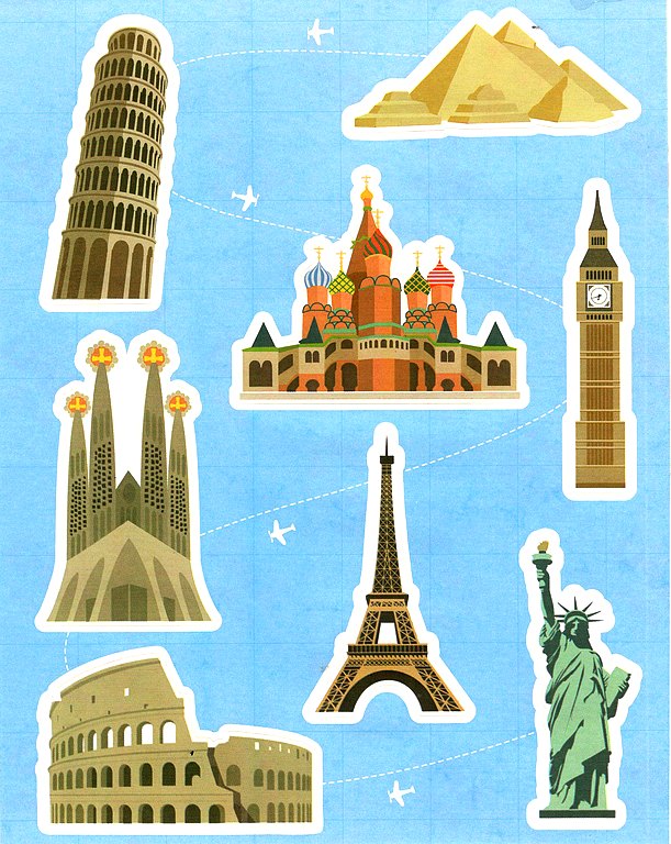 40 Stickers souples Voyage dans le Monde - Gommettes Enfants/Gommettes  Fantaisie - MaGommette