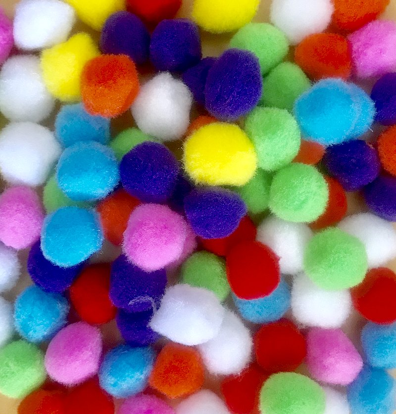 100 Pompons multicolores