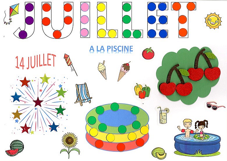Bricolage calendrier mensuel Juillet