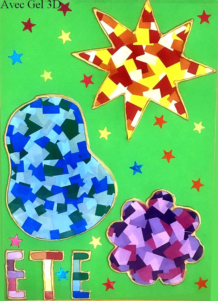 KIT Bricolage d'été en gommettes camaïeux = Soleil - Piscine - Fleur - Loisirs  Créatifs/Kits Créatifs Enfants - MaGommette