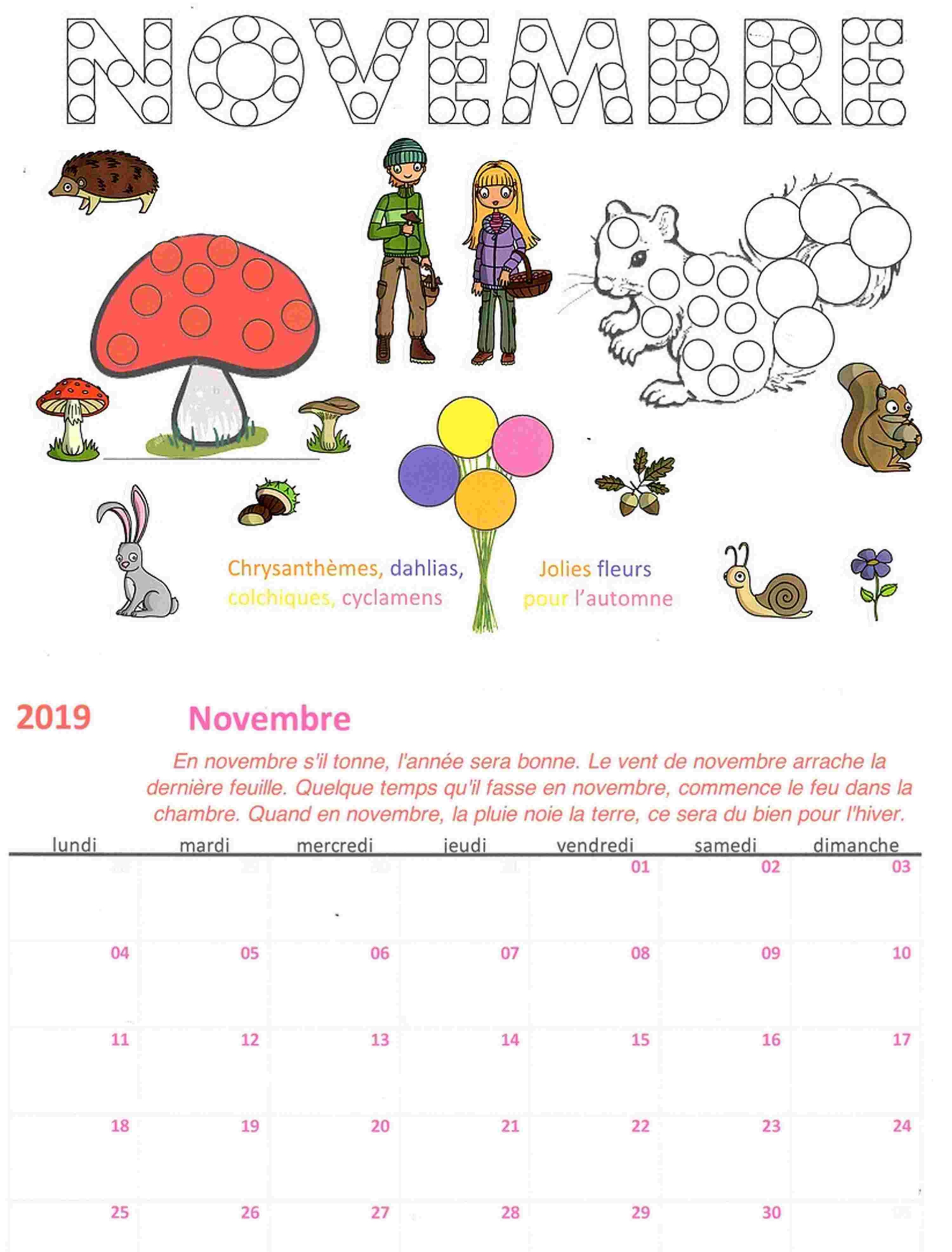 KIT Bricolage Calendrier mensuel Novembre