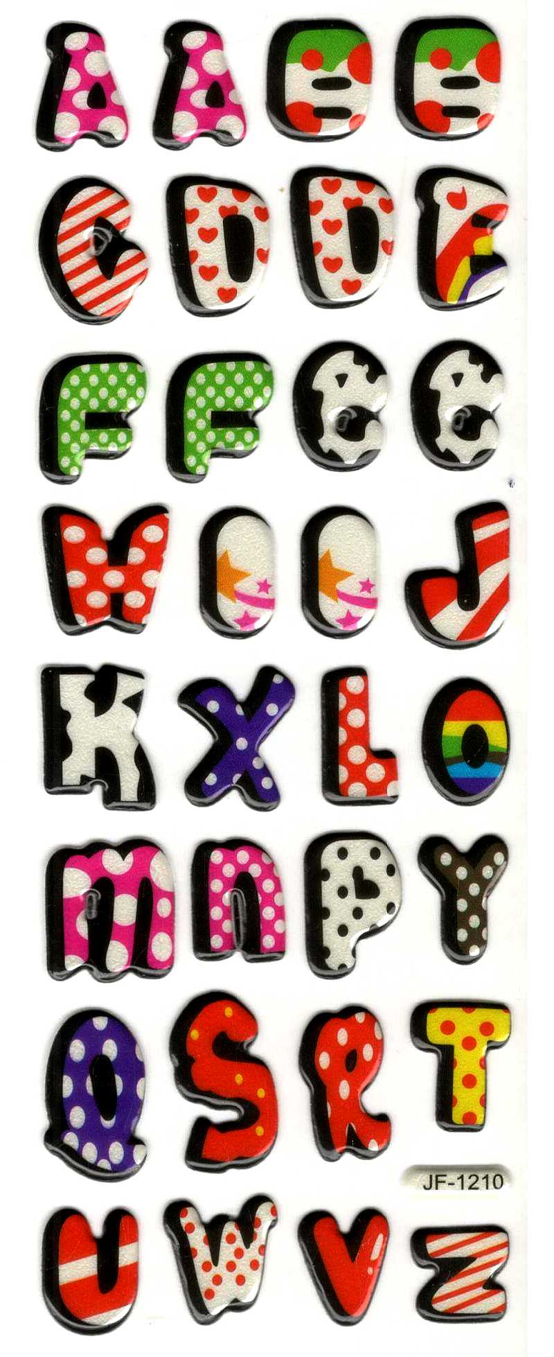 Gommettes lettres stylisées colorées
