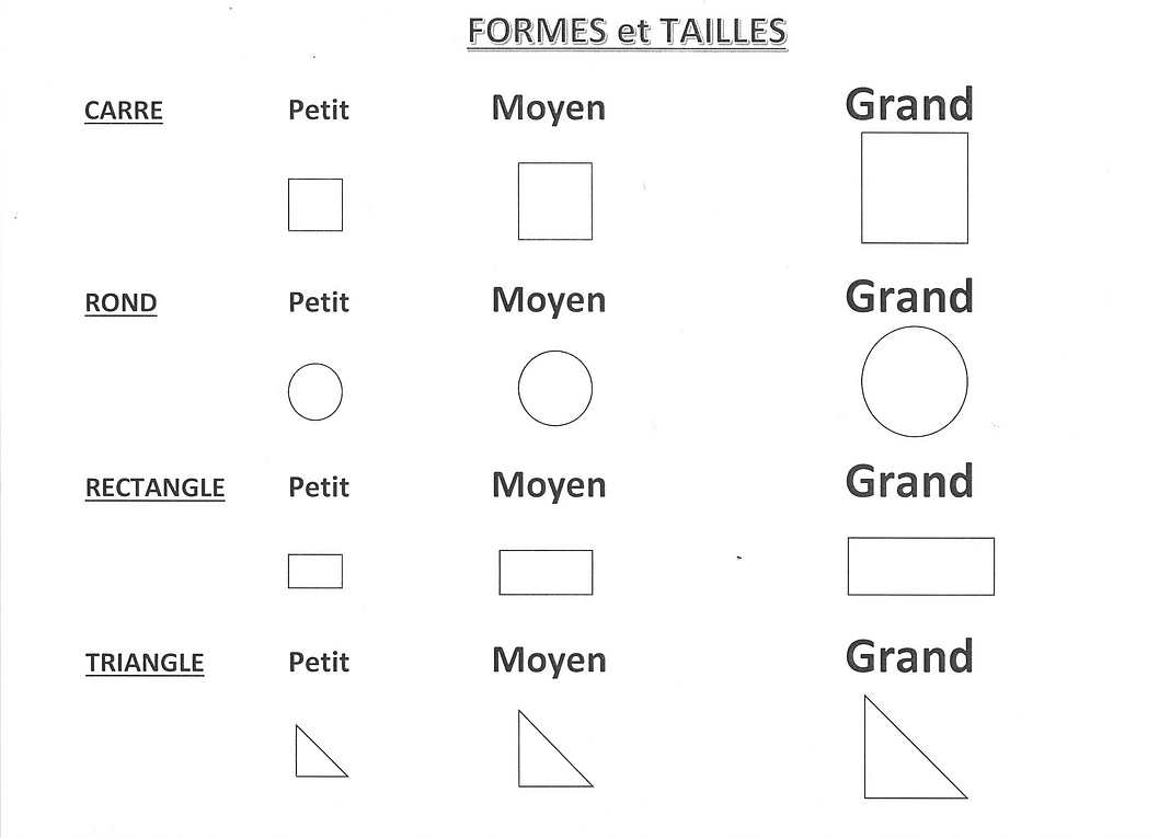 Bricolage Formes et Tailles 2