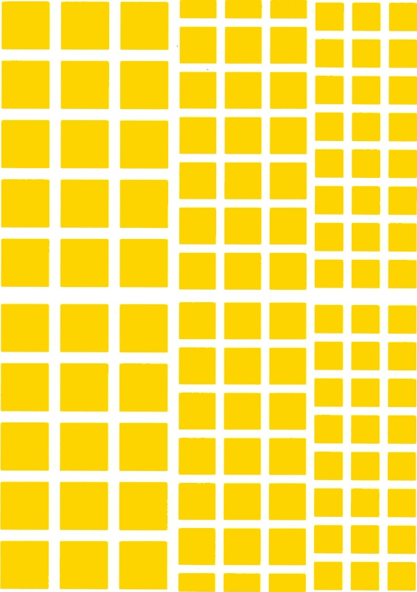 gommettes carrés jaune multitaille grib