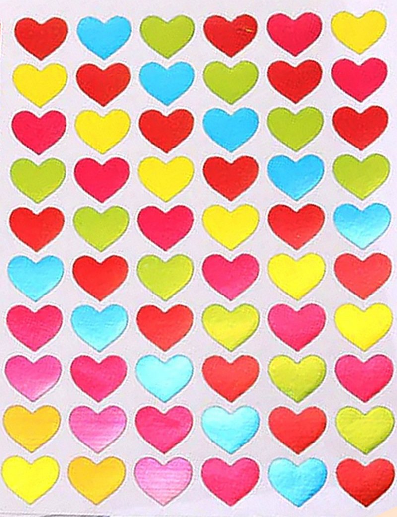 70 stickers irisés cœurs colorés - Gommettes Cœurs et Etoiles - MaGommette