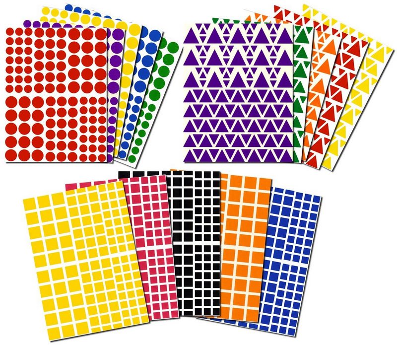 LOT 464 Gommettes géométriques 3 formes - 8 couleurs - 2 tailles