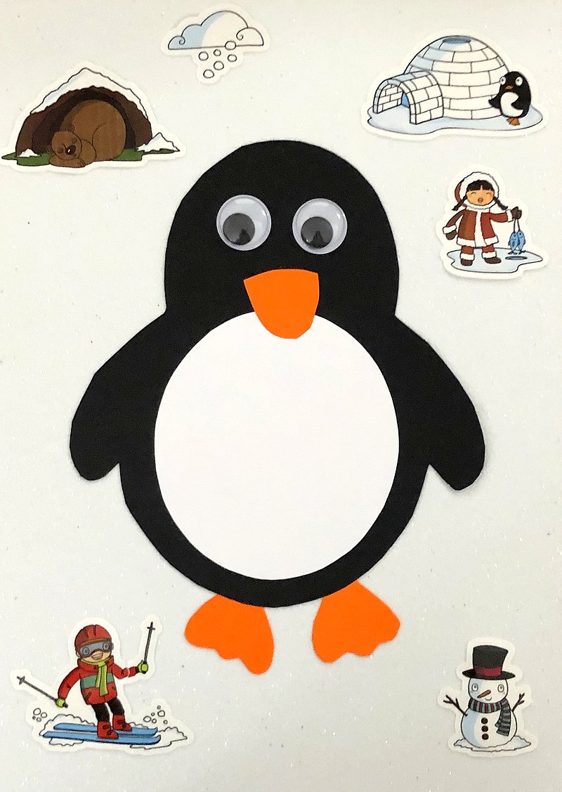 Bricolage Pingouin, gommettes DIY enfant