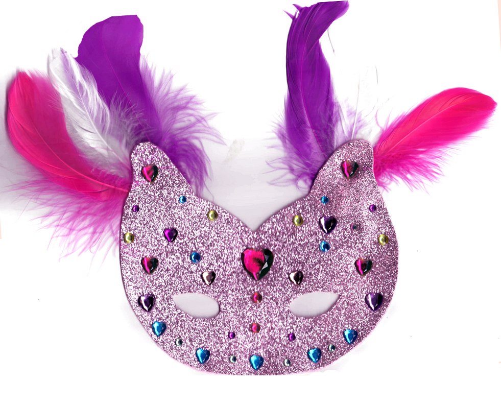 masque carnaval enfant rose paillette strass