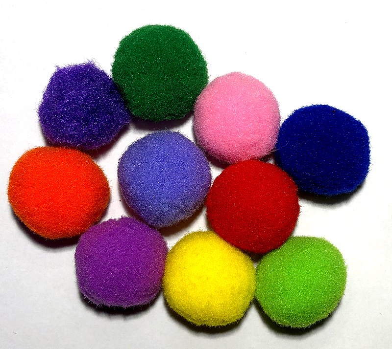 10 Pompons multicolores 25 mm