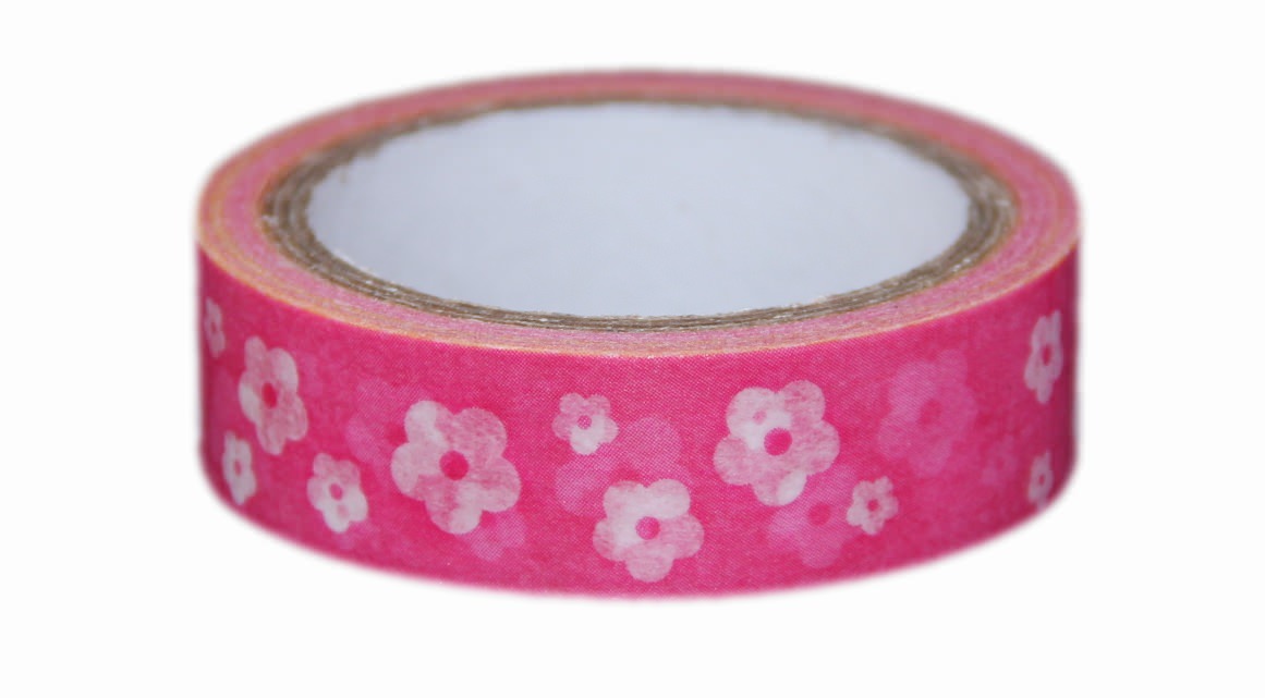 masking tape washi fleurs blanches fond rose