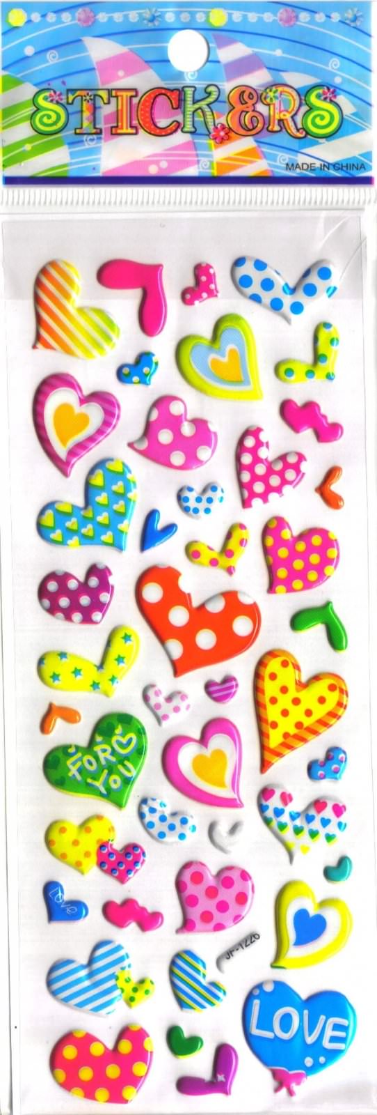 MaGommette: Gommettes Autocollantes sticker adhésif Coeurs Multicolores  20x25cm