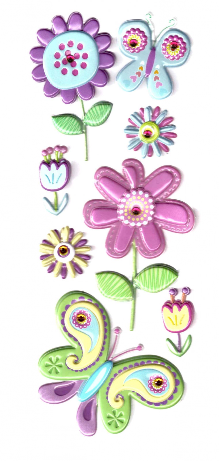 gommettes stickers scrapbooking diamant fleurs  papillon