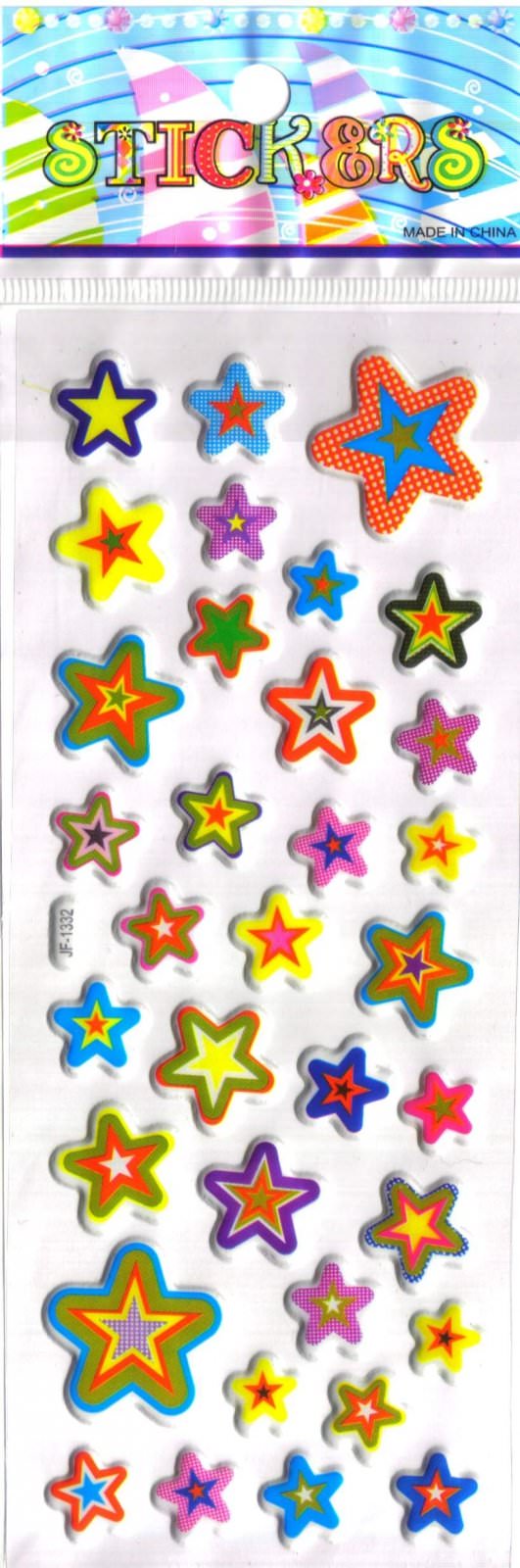 etoiles multicolores gommette adhesive sticker autocollant decoration scrapbooking rigide emb JF 1332