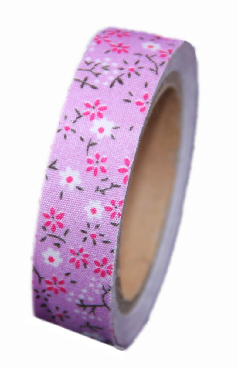 Masking Tape Deco Orange mauve fleurs fushia