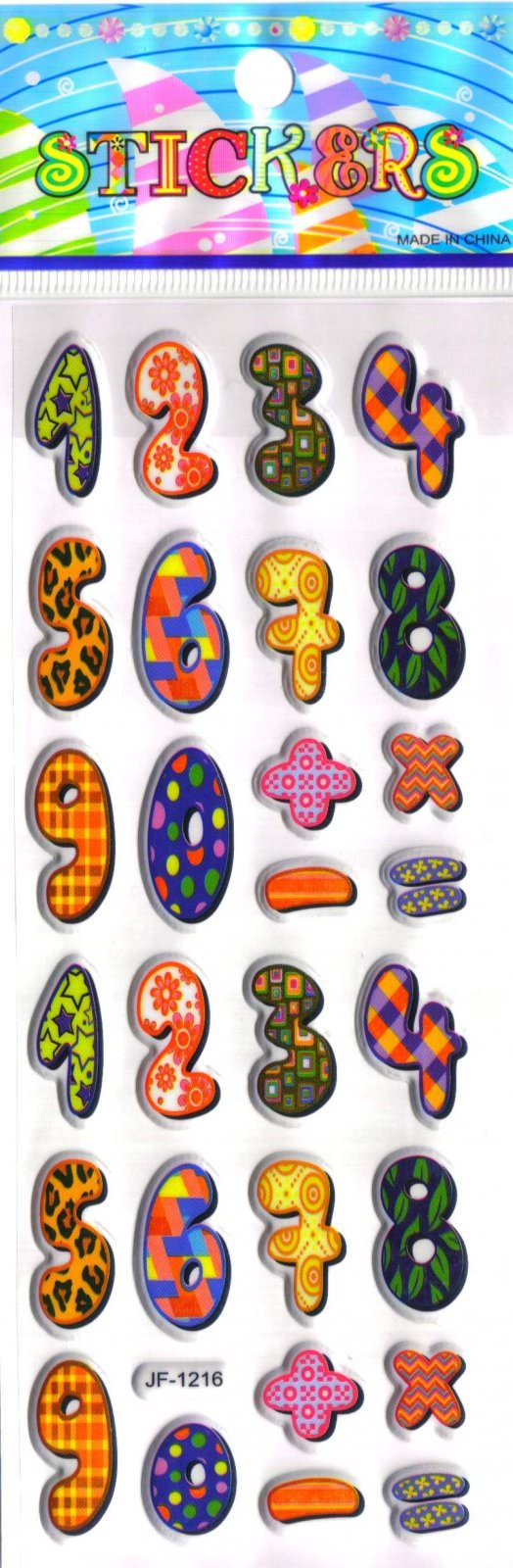 chiffres multicolores pedagogie apprendre à compter enfant gommette autocollante sticker adhesif rigide emb JF1216