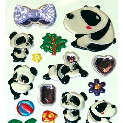 Sticker Kawaii Noeud Tissus et Diamant Panda 10x15cm