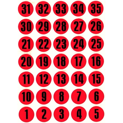 35 Gommettes Chiffres Calendrier de l'Avent ou mensuel