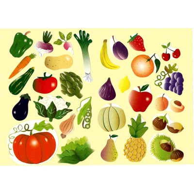 30 Gommettes Fruits et légumes
