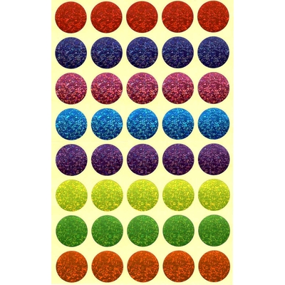 40 Gommettes multicolores rondes laser 25 mm