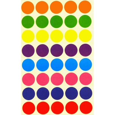 40 Gommettes multicolores rondes mates 25 mm