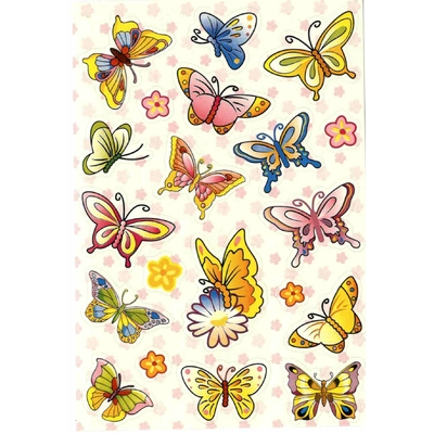 20 Stickers Papillons Colorés