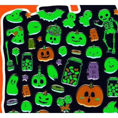 64 stickers halloween qui brillent dans le noir!