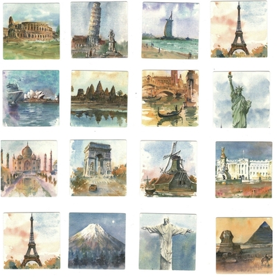 Boite de 45 Stickers Villes du Monde