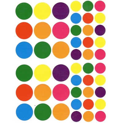 48 gommettes rondes multicolores 20 mm et 30 mm