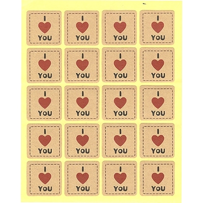 Étiquettes dorées "I Love You" Coeur rouge