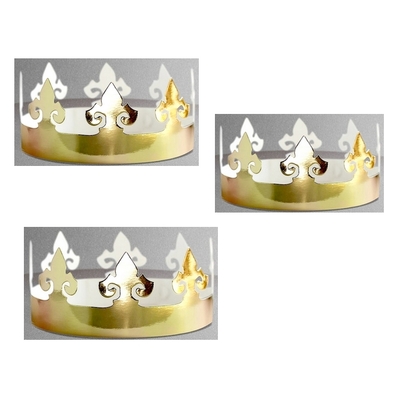 3 Couronnes des Rois en carton doré à décorer