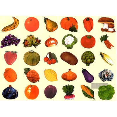 30 Grosses Gommettes Fruits et Légumes