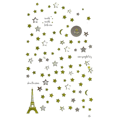 Pluie d'étoiles Tour Eiffel- 58 stickers dorés